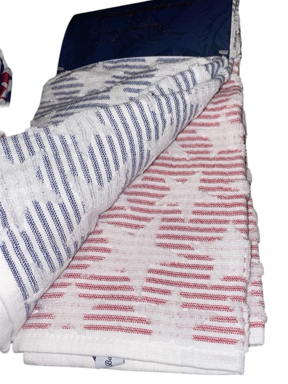 Tommy Bahama Red and Blue Striped Coastal Dinner Napkins